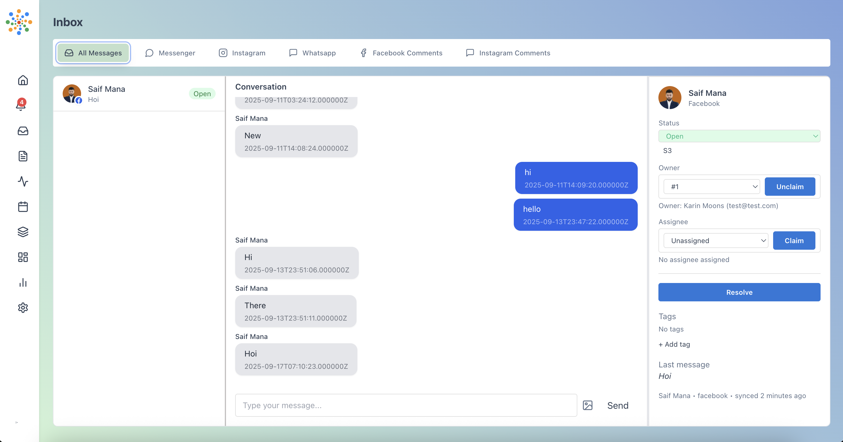 Praisma Hub unified inbox dashboard